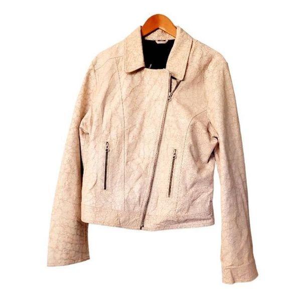 Vintage Scully Leather Beige Distressed Zipper Jacket - Picture 2 of 10